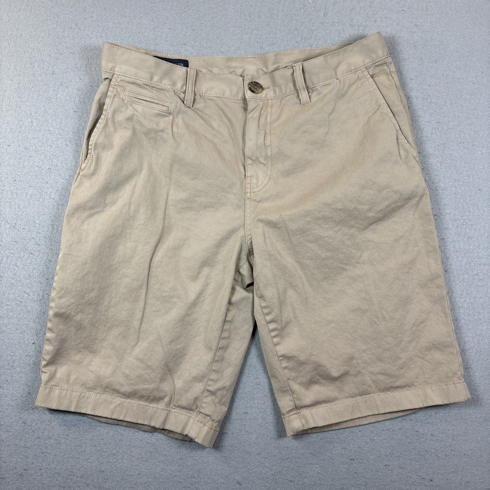 Wallin & Bros  Mens‎ Chino Shorts Sz 34 x 9 Flat Front Khaki Tan